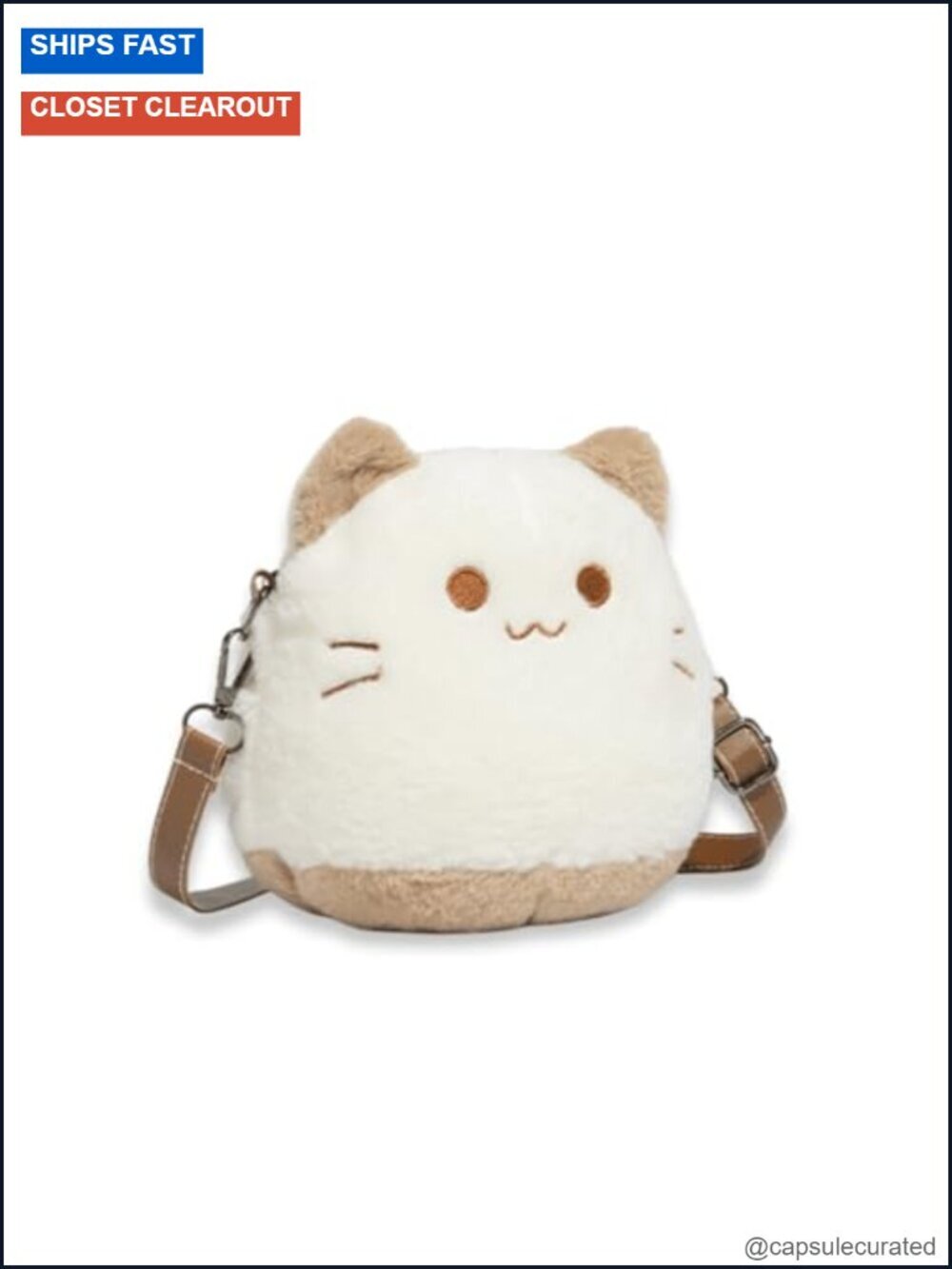 Kawaii Cat Plush Crossbody Purse for Women Teens Girls, Adjustable Strap,